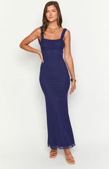 Beverley Navy Mesh Maxi Dress