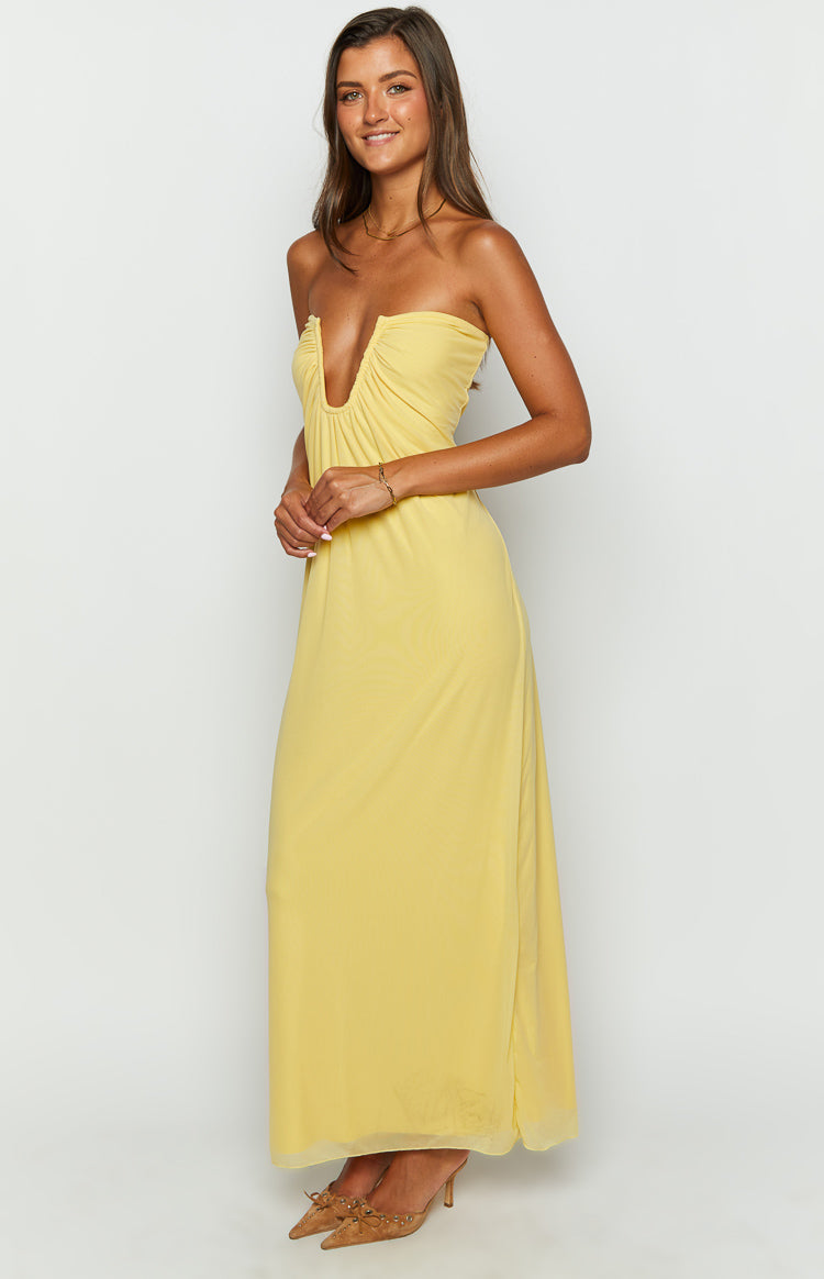 Braelyn Yellow Strapless Maxi Dress