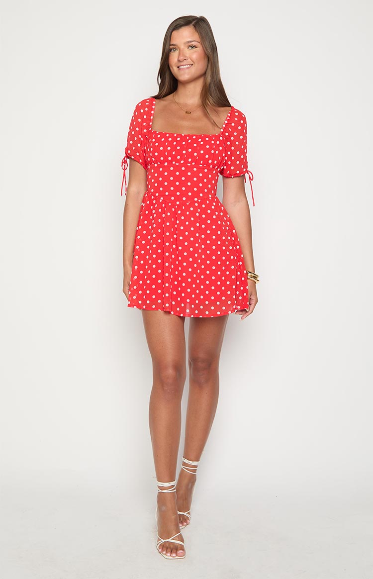 Danyal Red Polka Dot Mini Dress