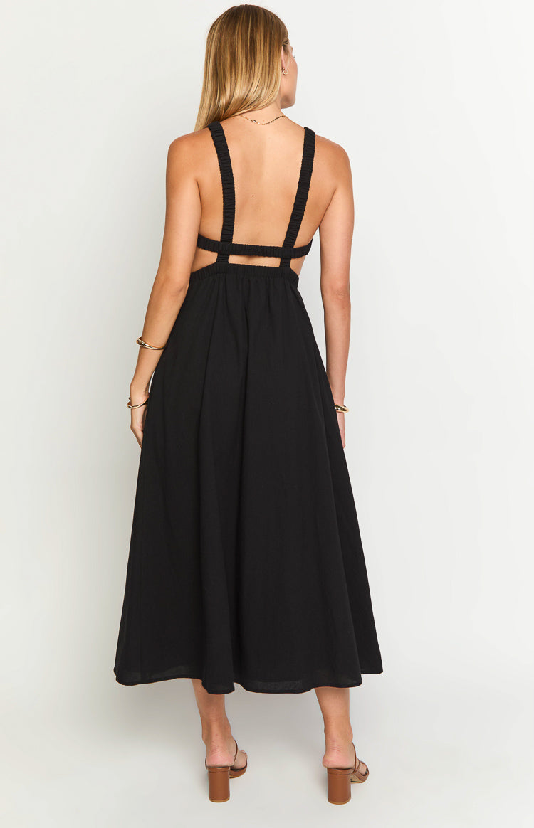 Kensie Black Backless Midi Dress