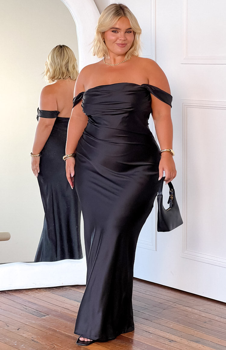 Ella Black Off Shoulder Formal Maxi Dress