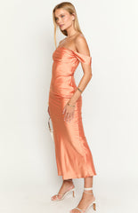 Ella Orange Off Shoulder Formal Dress