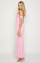Ella Pink Sequin Off Shoulder Formal Maxi Dress