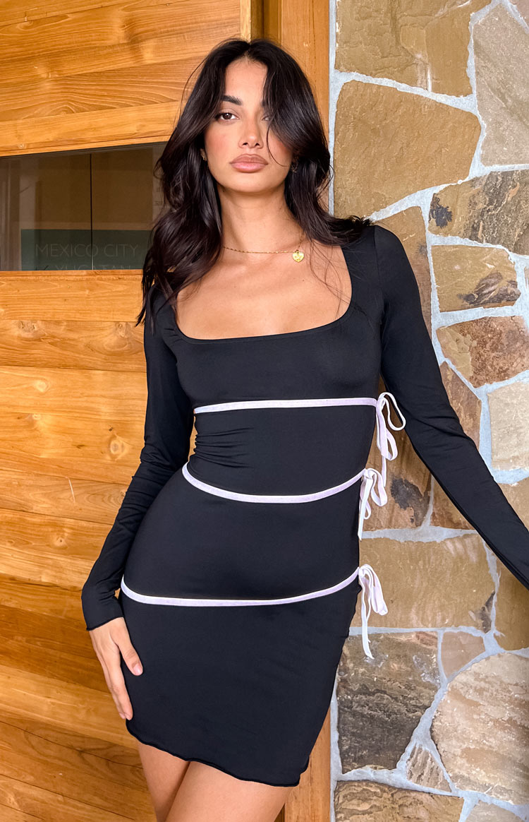 Elliette Black Bow Mini Party Dress