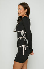 Elliette Black Bow Mini Party Dress