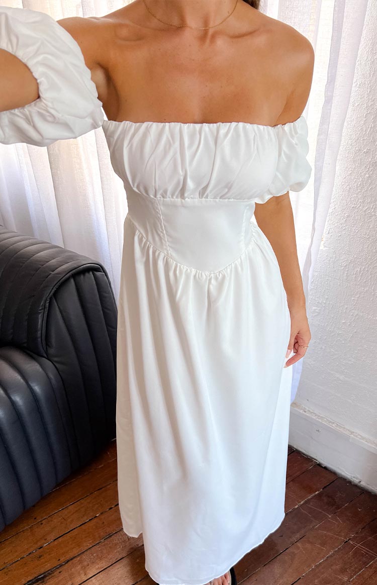 Evander White Off The Shoulder Maxi Dress