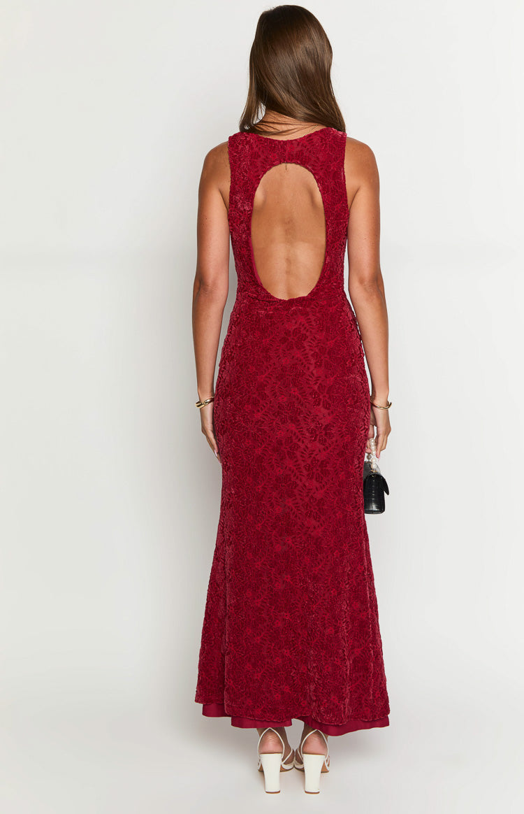 Farida Red Lace Maxi Dress