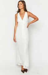 Farida White Lace Maxi Dress