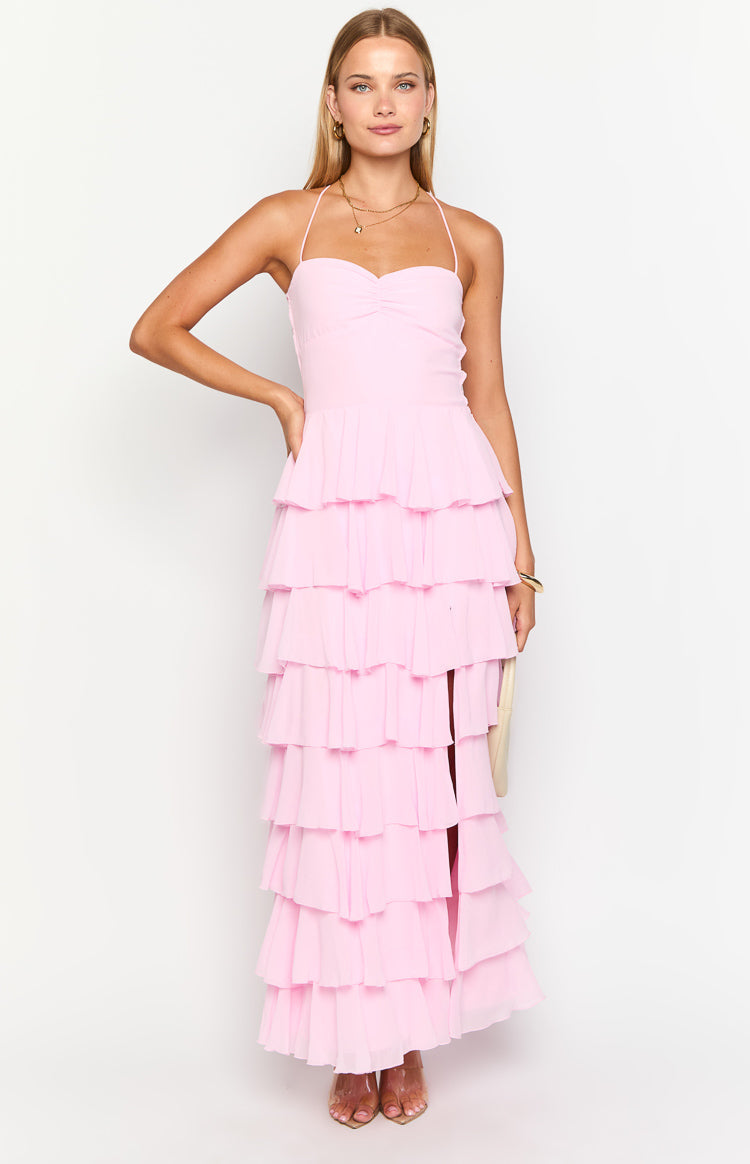 Georgie Pink Ruffle Maxi Dress