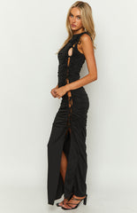 Glam Black Tie Maxi Dress