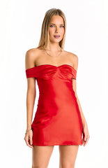 Gracie Red Off Shoulder Party Mini Dress