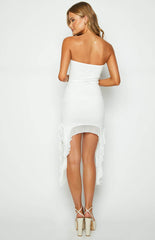 Iris White Ruffle Mesh Mini Dress