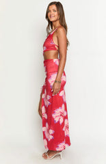 Jaden Red Crimson Paradise Maxi Dress
