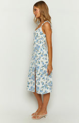 Jessie Blue Floral Midi Dress