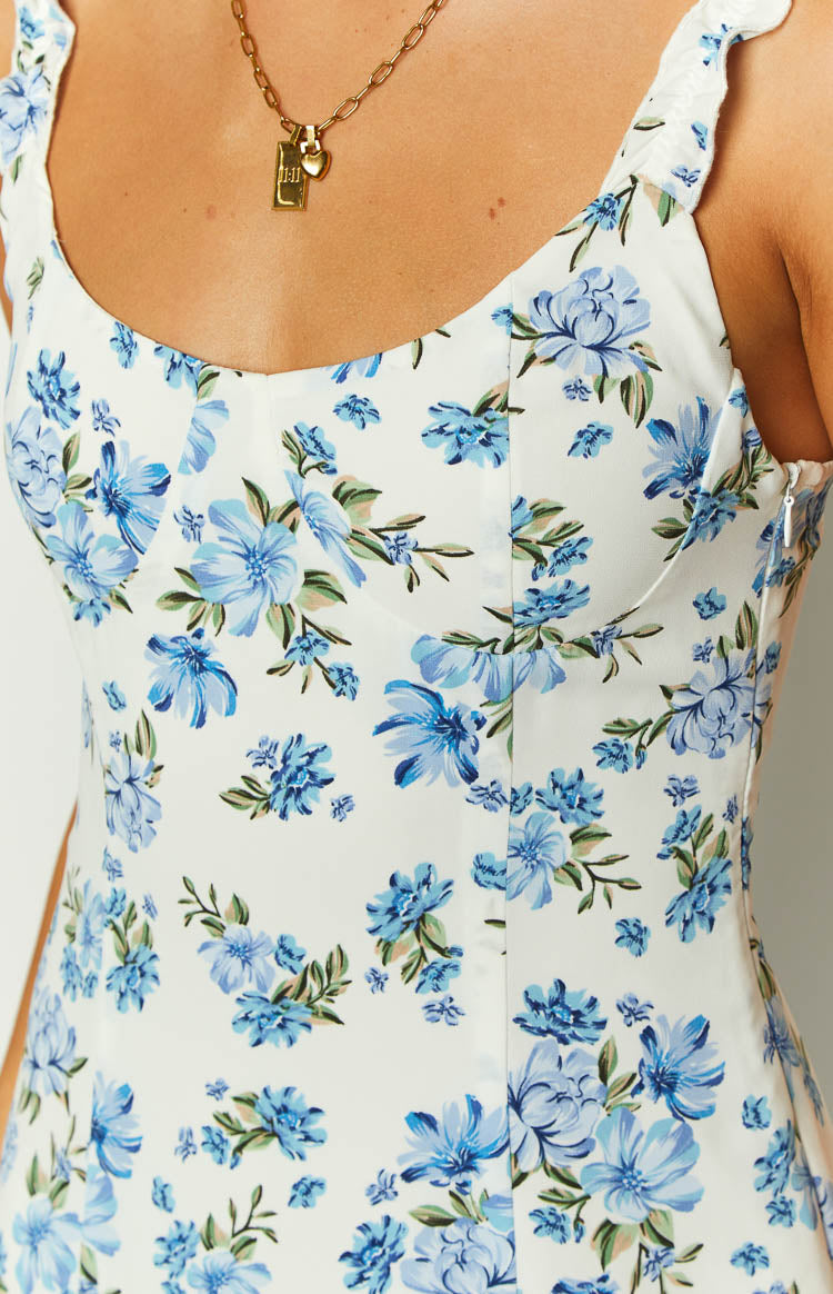Jessie Blue Floral Midi Dress