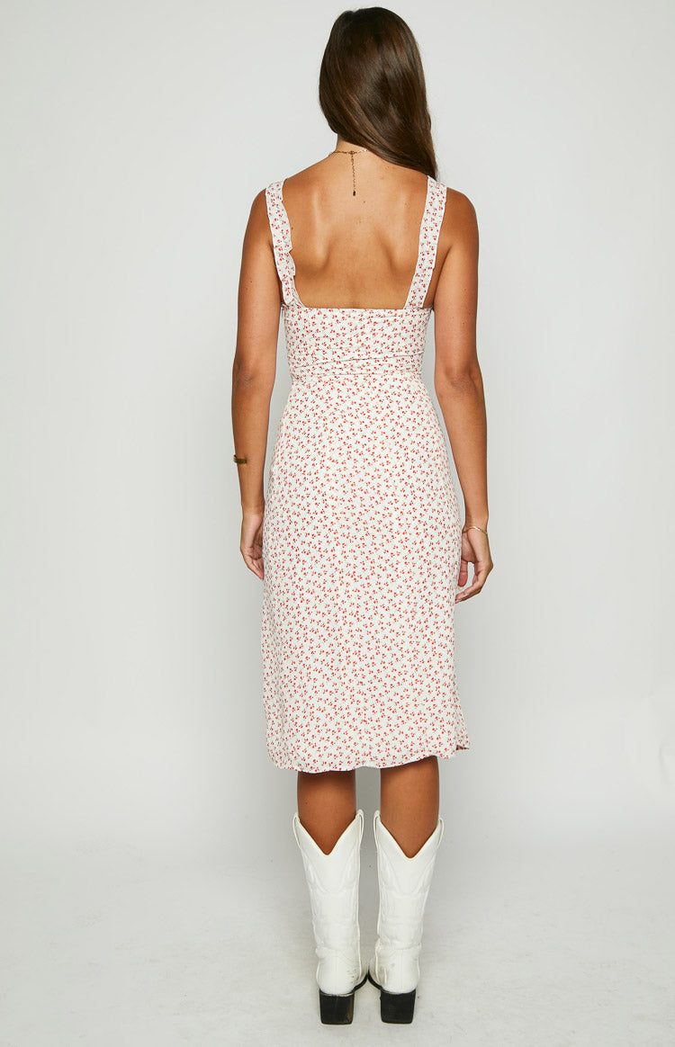 Jessie White Floral Midi Dress
