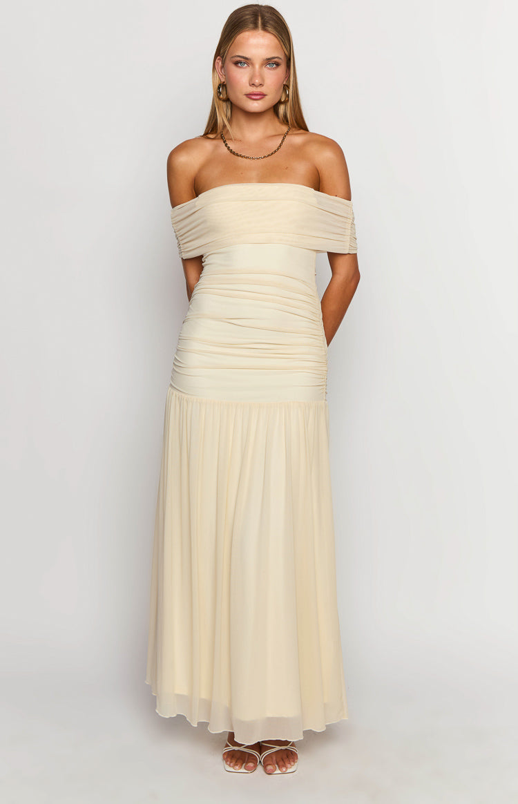 Joesy Cream Off The Shoulder Maxi Dress