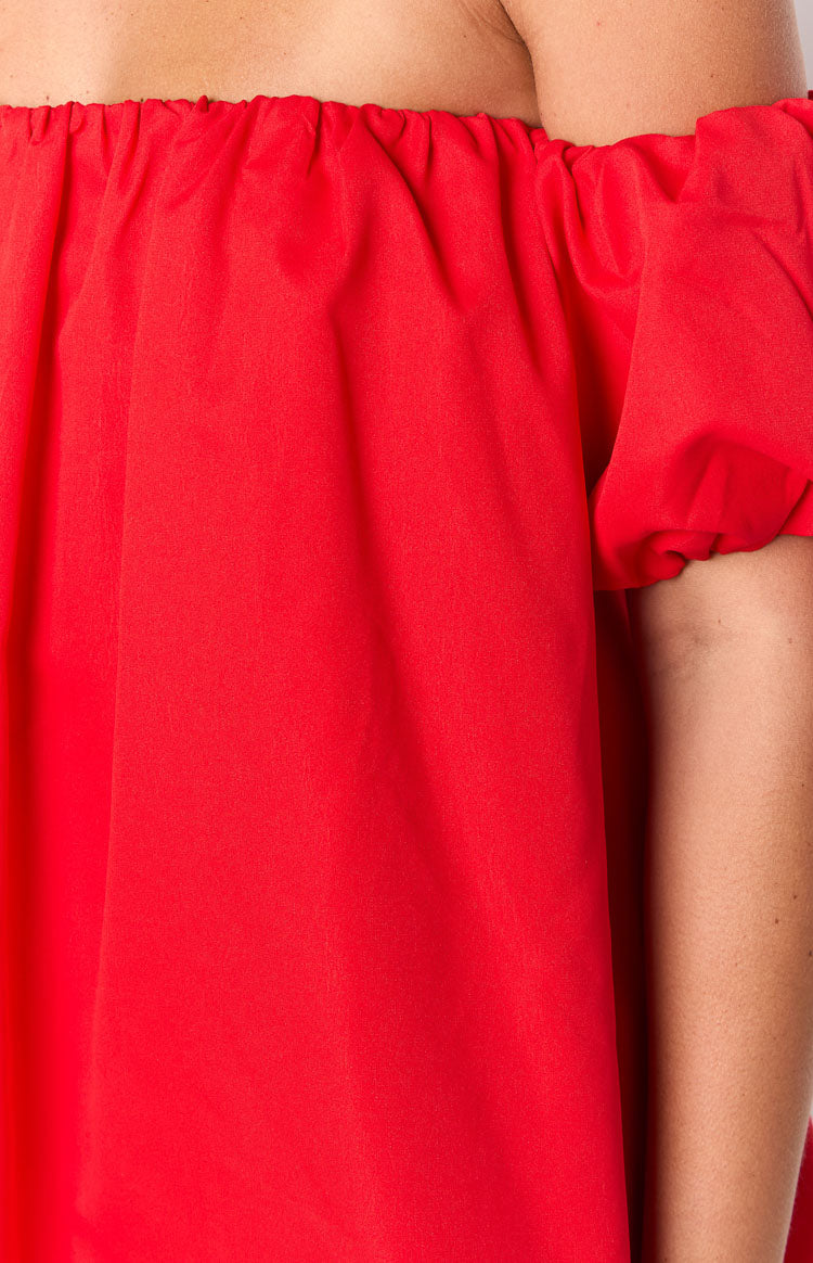 Jozette Red Off The Shoulder Mini Dress