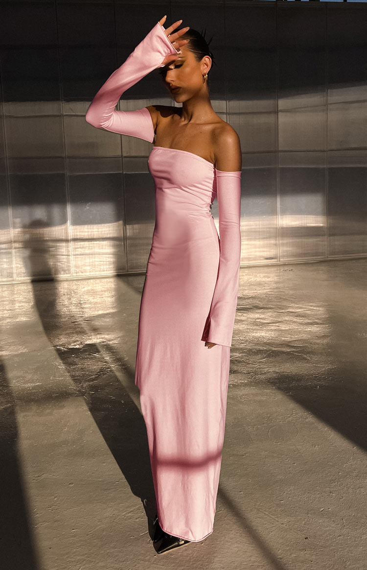 Kamie Pink Long Sleeve Maxi Dress