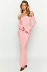 Kamie Pink Long Sleeve Maxi Dress