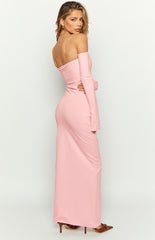 Kamie Pink Long Sleeve Maxi Dress