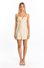 Kate Yellow Satin Party Mini Dress