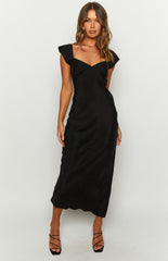 Kora Short Sleeve Black Maxi Dress