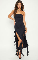 Lioness Rendezvous Black Strapless Midi Dress