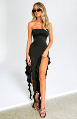 Lioness Rendezvous Black Strapless Midi Dress