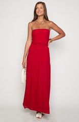 Morrigan Red Strapless Maxi Dress