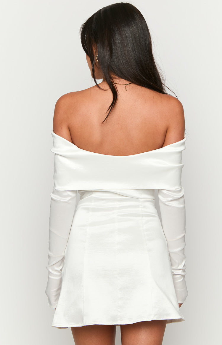 Natalie White Long Sleeve Mini Dress