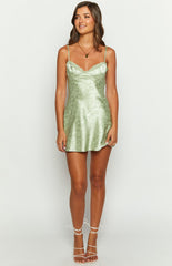 Noeline Olive Satin Mini Dress