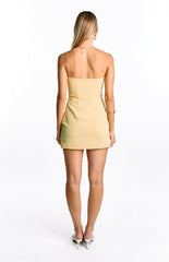 Oliva Butter Yellow Strapless Mini Dress