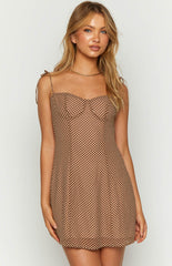 Penny Lane Brown Spotted Mini Dress