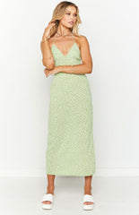 Posy Green Floral Halter Midi Dress