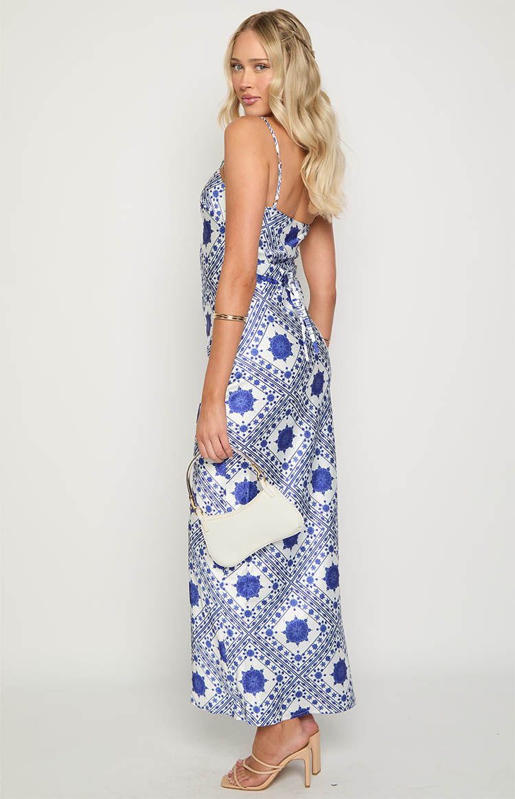 Renesmee Navy Tile Print Maxi Dress