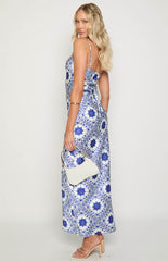Renesmee Navy Tile Print Maxi Dress
