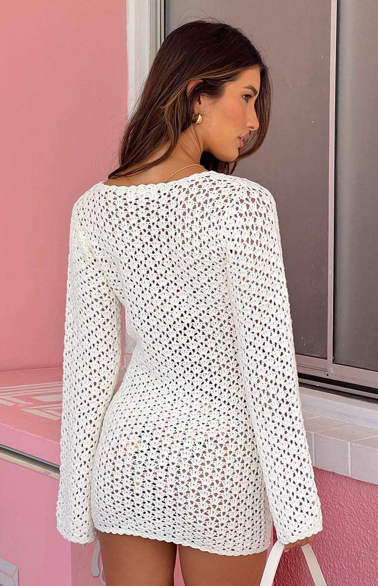 Rhi Cream Crochet Long Sleeve Mini Dress
