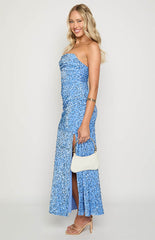 Rita Blue Sequin Strapless Maxi Dress