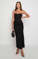 Scotti Black Strapless Corset Maxi Dress