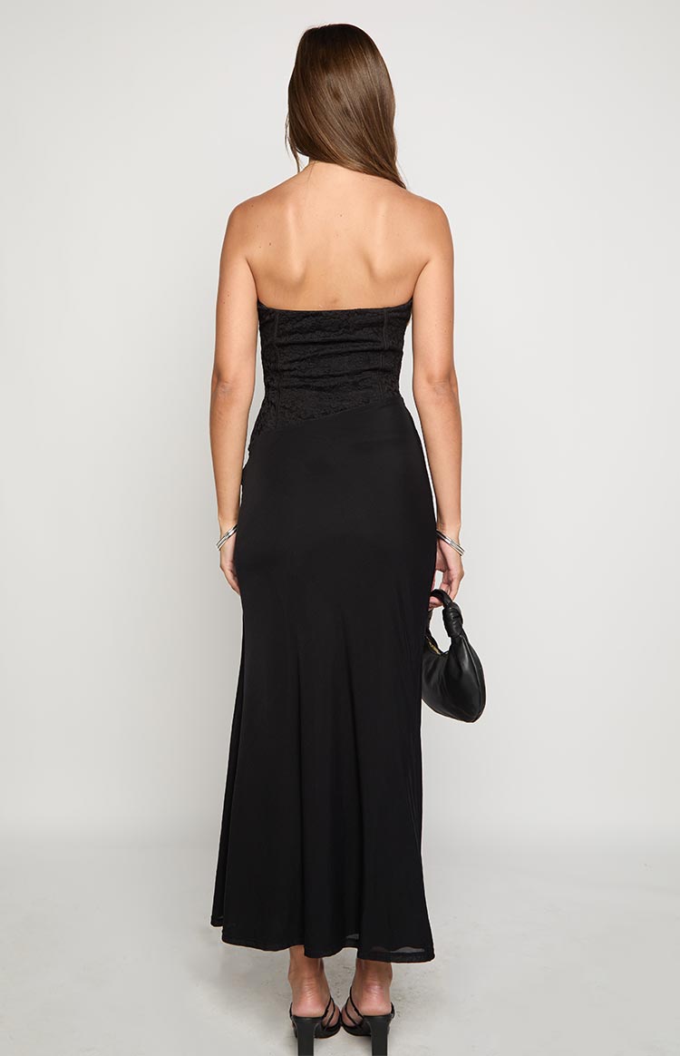 Scotti Black Strapless Corset Maxi Dress