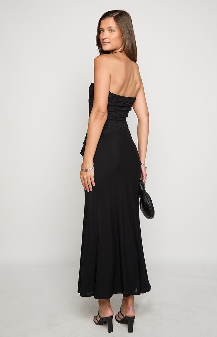 Scotti Black Strapless Corset Maxi Dress