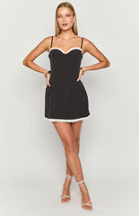 Seaton Black Polka Dot Mini Dress