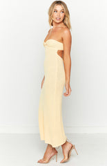 Skye Lemon Knit Midi Dress