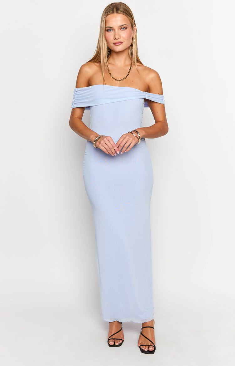 Vino Lilac Off The Shoulder Maxi Dress