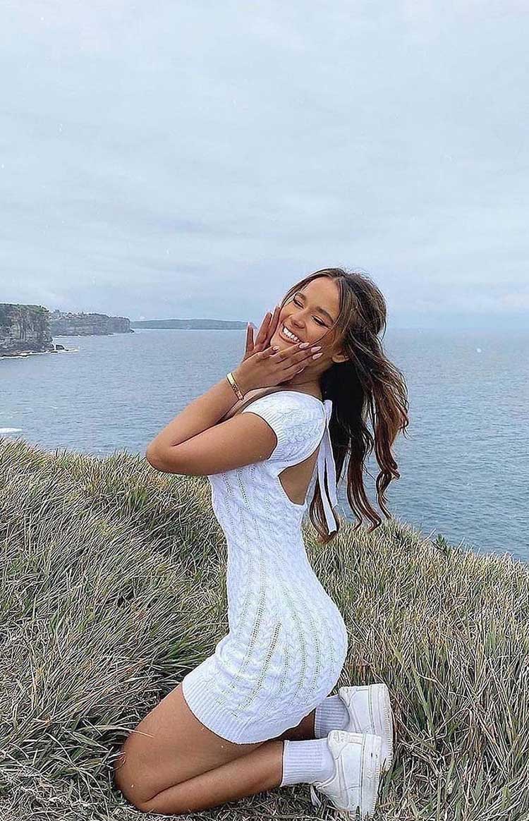 Cable Mini Dress White