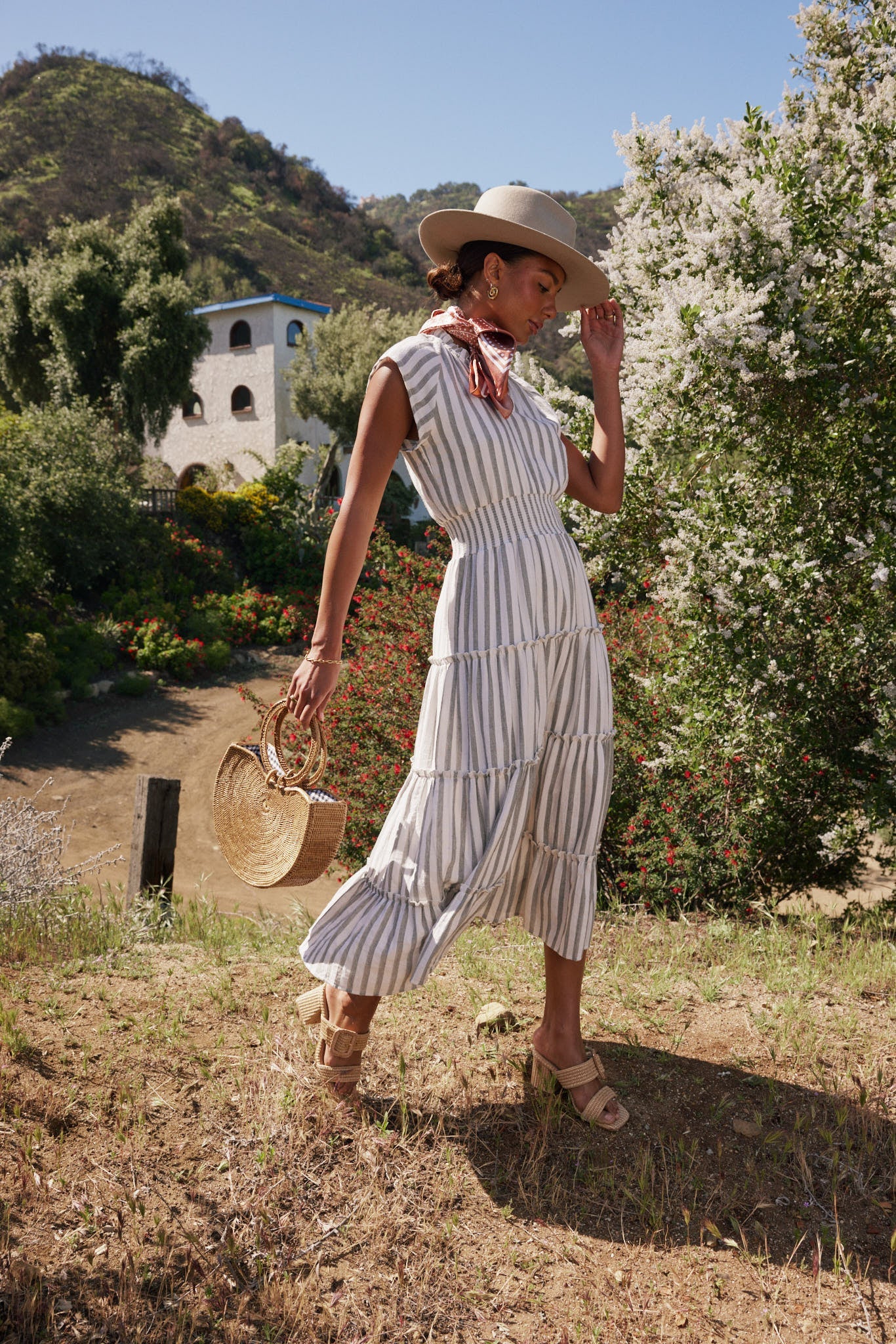 Claire Striped Maxi Dress in Indigo