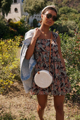 Shawn Floral Mini Dress in Brown