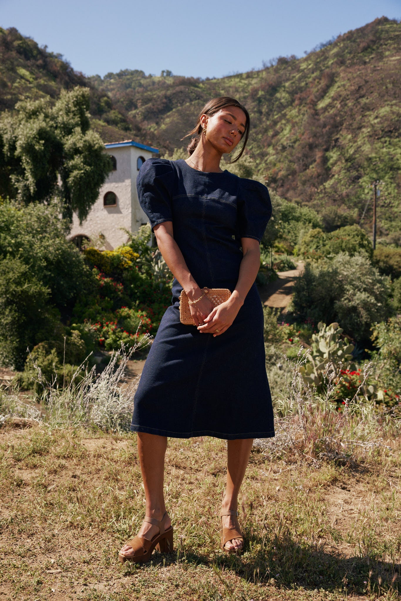 Campbell Denim Dress in Dark Wash