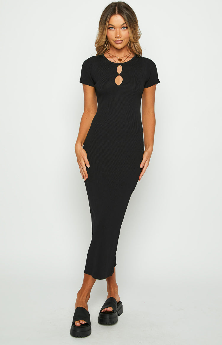 Knox Black Knit Midi Dress